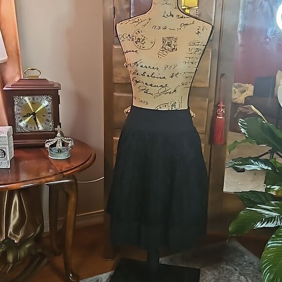 Debbie Shuchat Black lace overlay skirt size 12 - Picture 1 of 10